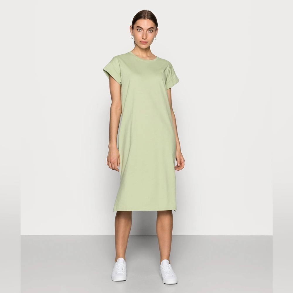 MSCH Copenhagen Jersey Short Sleeve Midi Shirt Green Summer Dress 4 Small